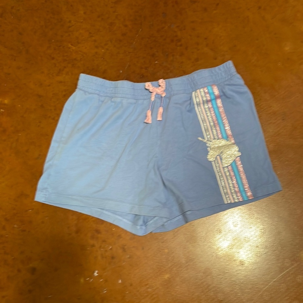 Little girls blue unicorn shorts